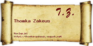 Thomka Zakeus névjegykártya